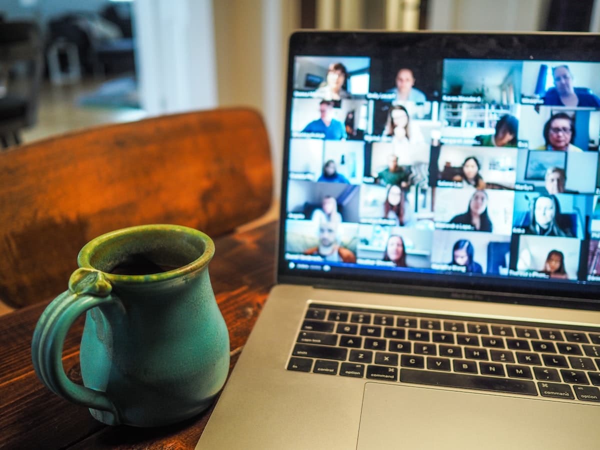 Person on a video call from a home office